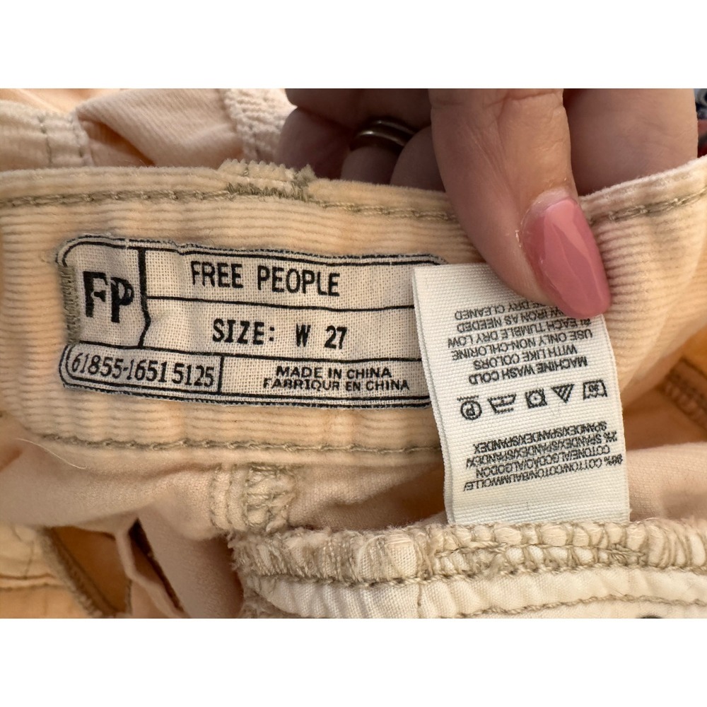 Free People Peach‎ Corduroy Skinny Pants Womens Size 27 Stretch Orange Boho - Picture 5 of 5